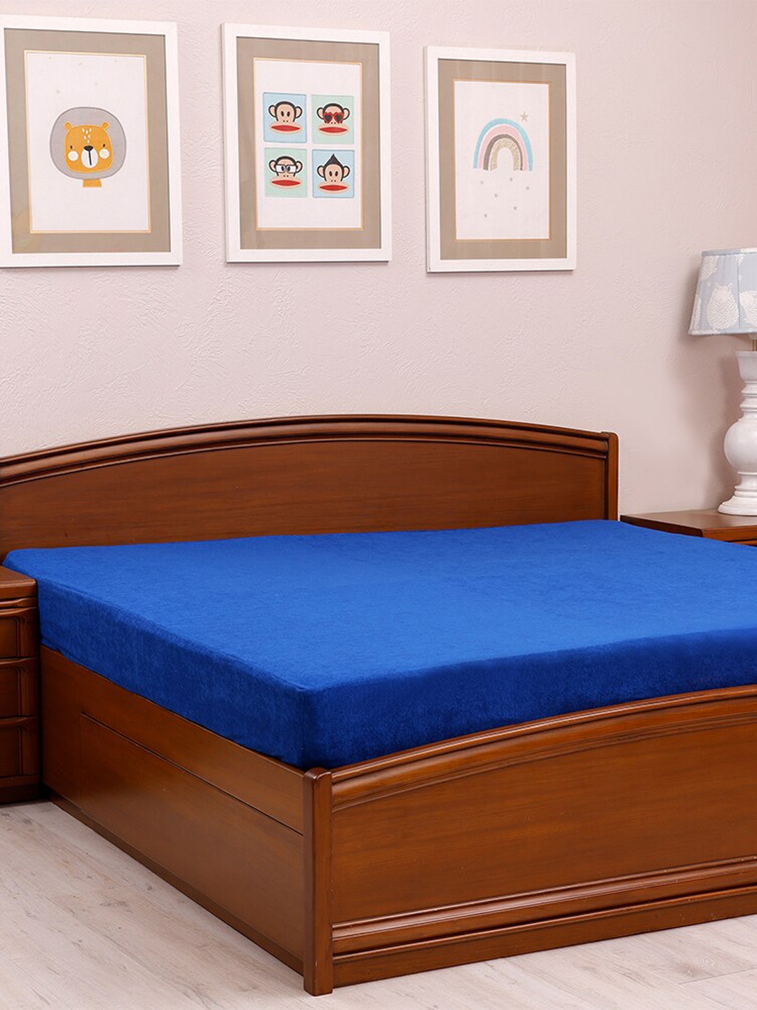 

TIDY SLEEP Kids Blue Solid Polycotton Water-Proof Mattress Protector