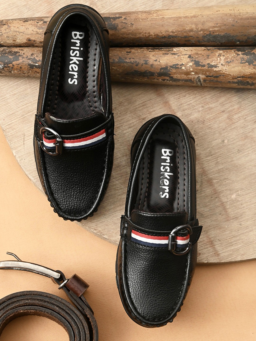 

BRISKERS Boys Black Textured Lightweight Loafers
