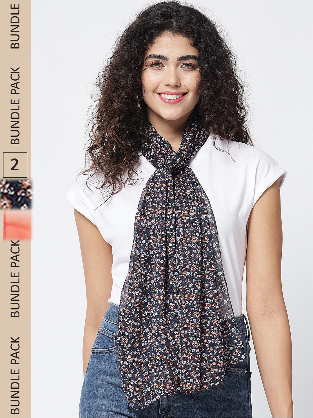

Trend Arrest Women Black & White Pack Of 2 Printed Scarves