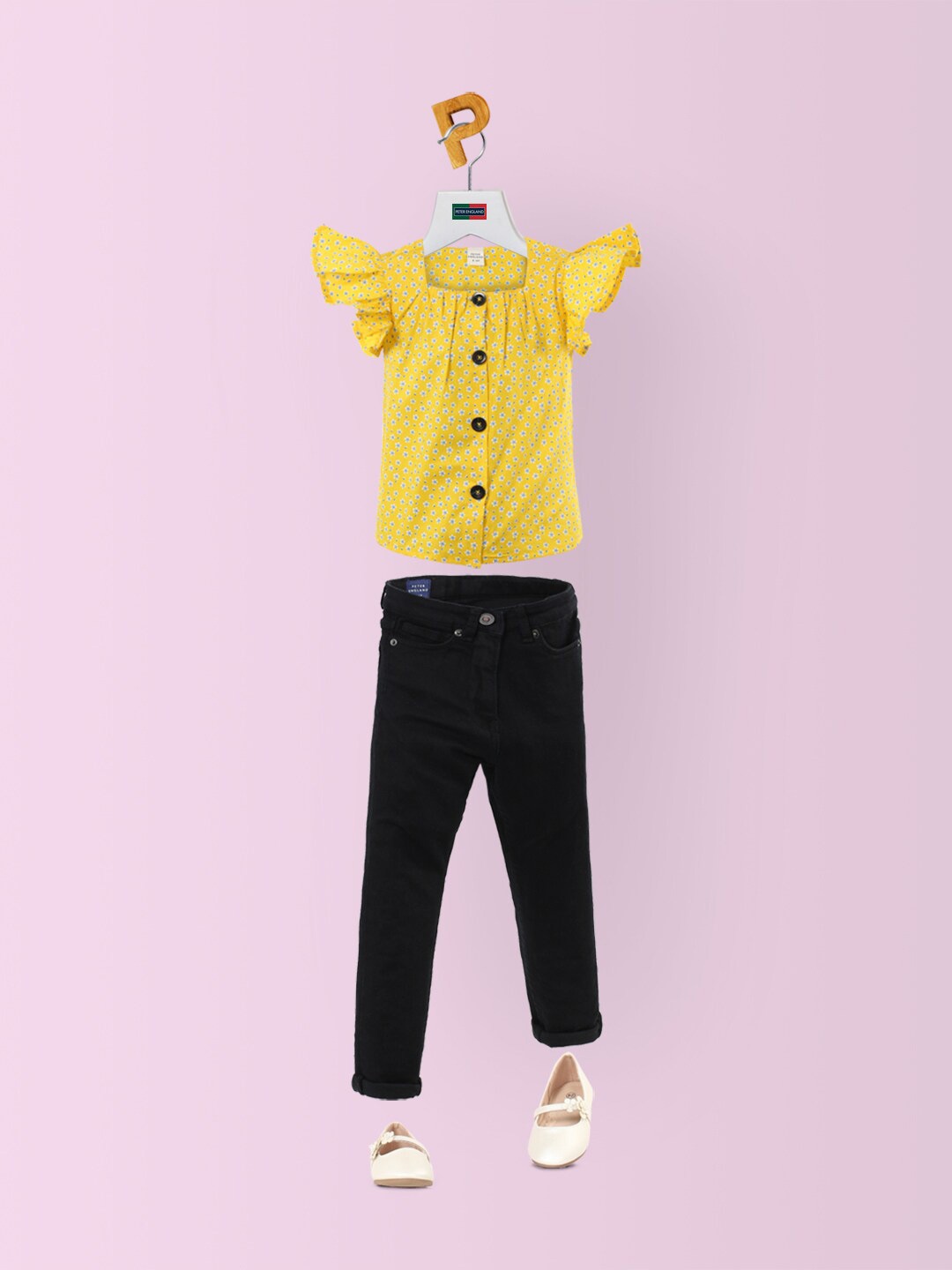 

Peter England Yellow Pure Cotton Print Top