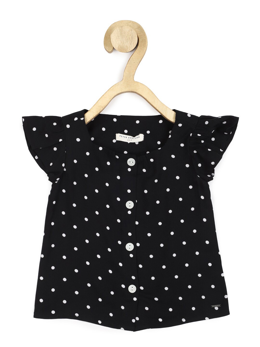 

Peter England Girls Black Print Styled Back Top