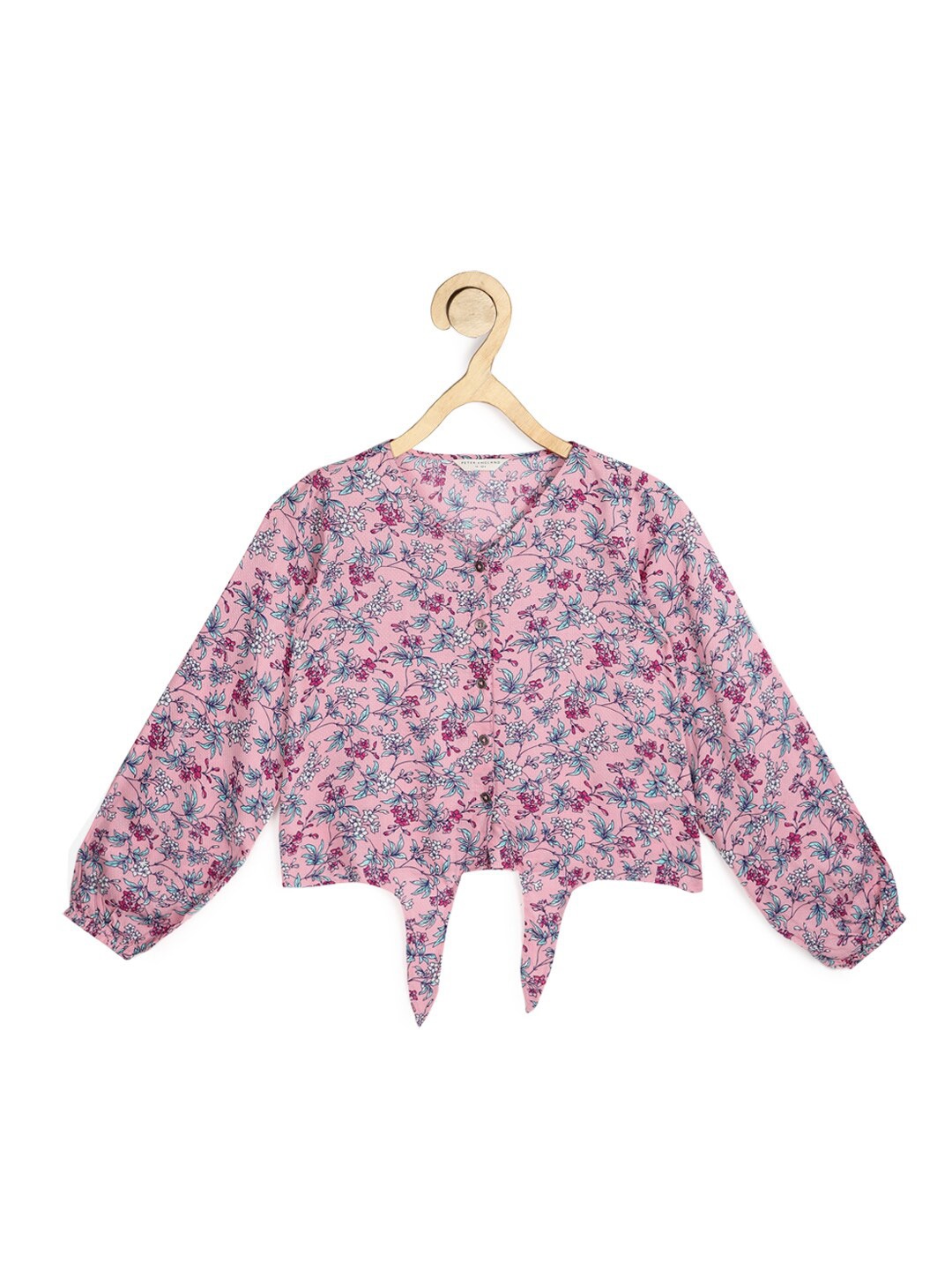 

Peter England Girls Pink Floral Print Shirt Style Top
