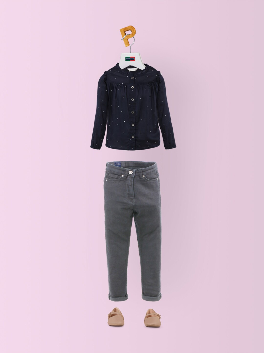 

Peter England Girls Navy Blue Print Top