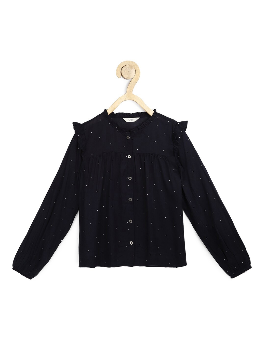 

Peter England Girls Navy Blue Conversational Printed Top