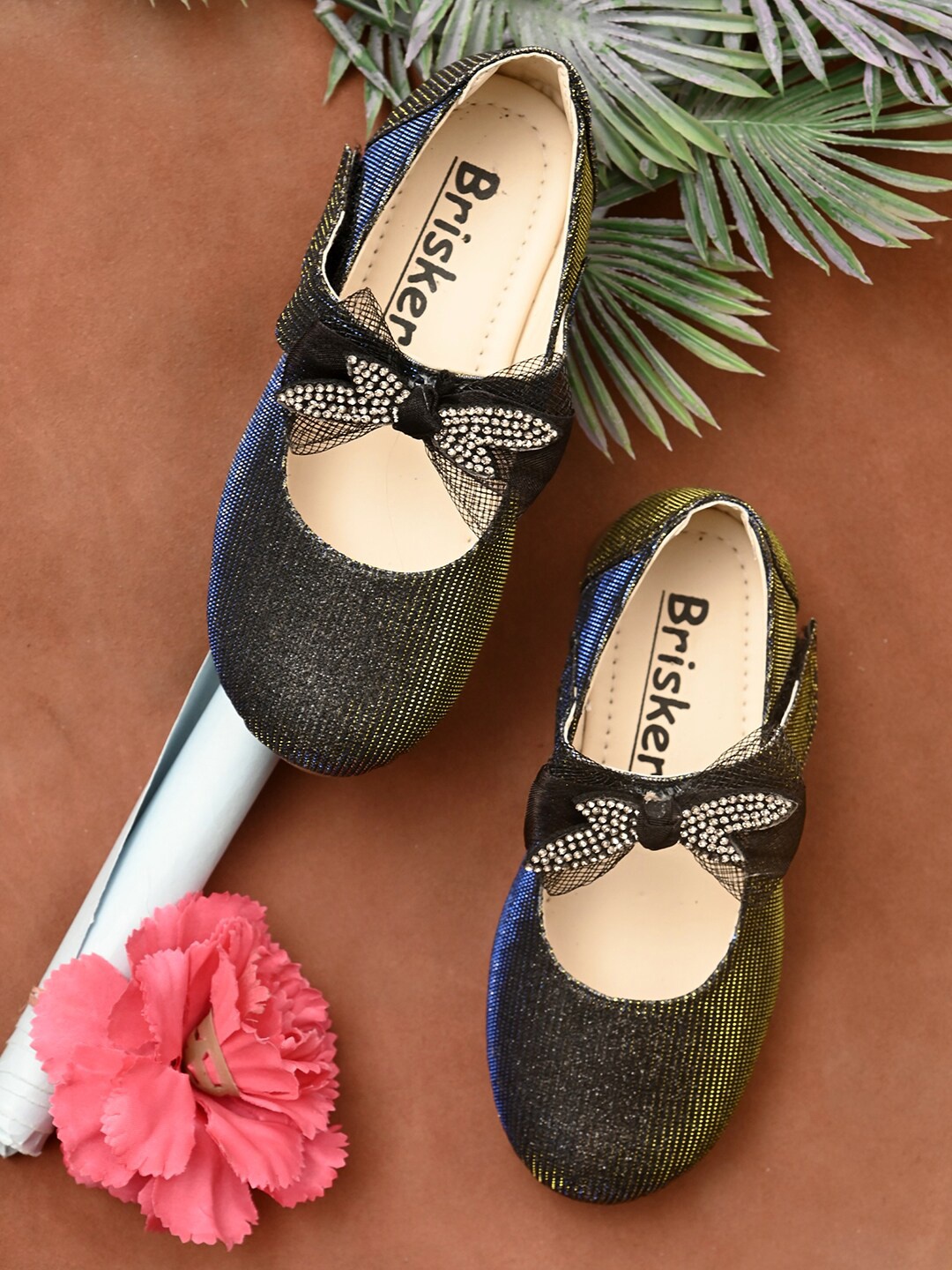 

BRISKERS Girls Black Embellished Ballerinas Flats