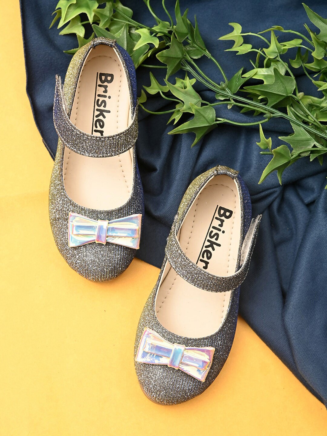 

BRISKERS Girls Grey Embellished Ballerinas Flats