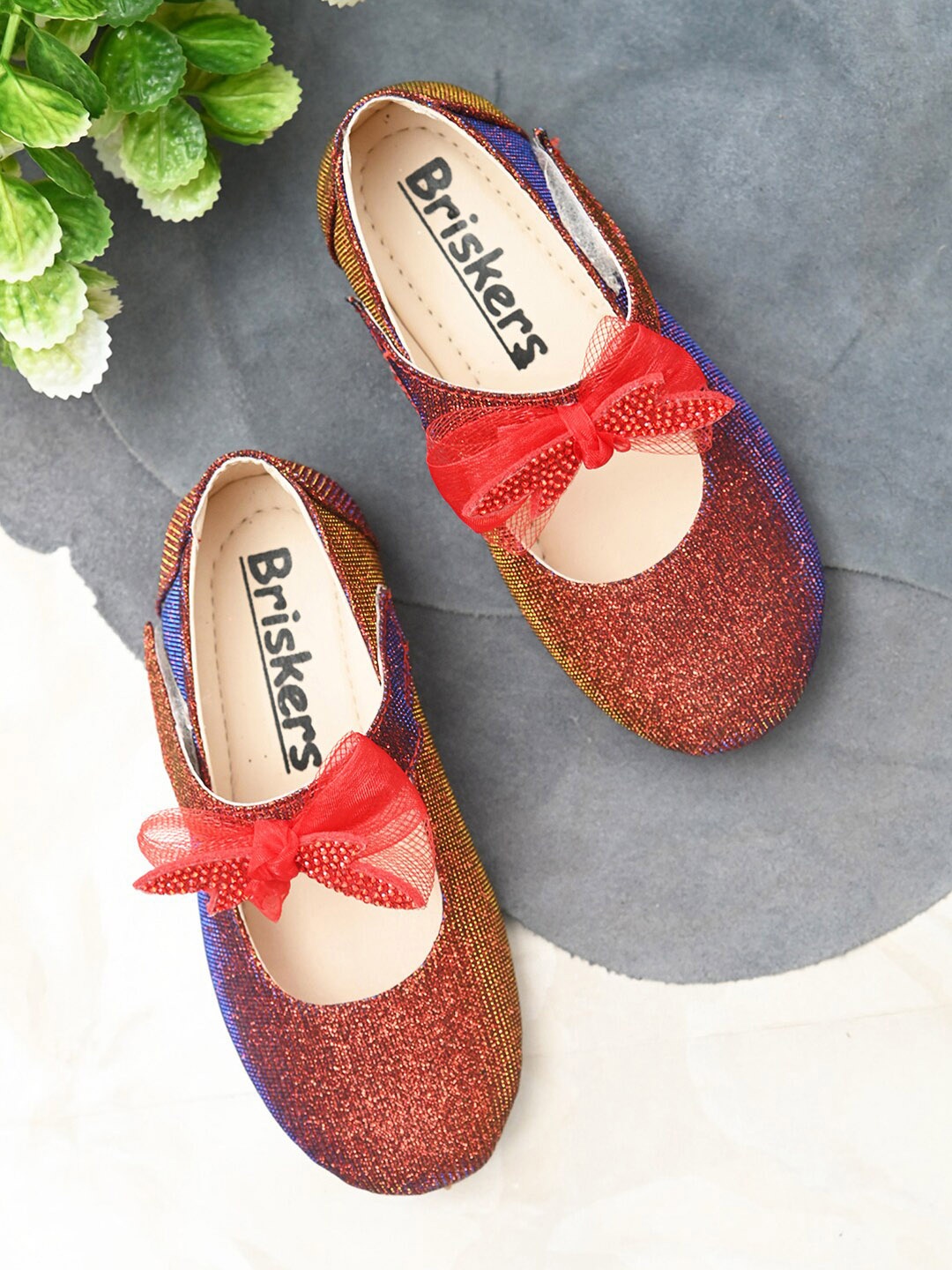 

BRISKERS Girls Red Embellished Ballerinas Flats