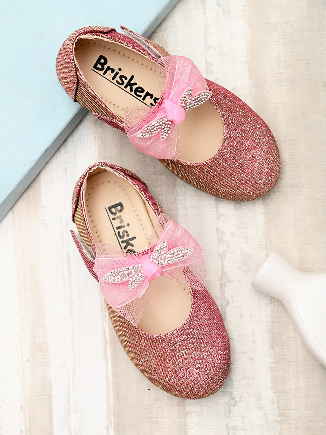 

BRISKERS Girls Pink Embellished Ballerinas Flats
