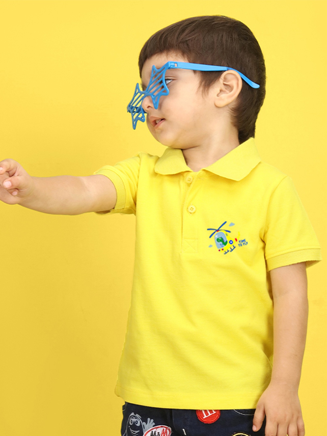 

NUSYL Kids Yellow Polo Collar T-shirt