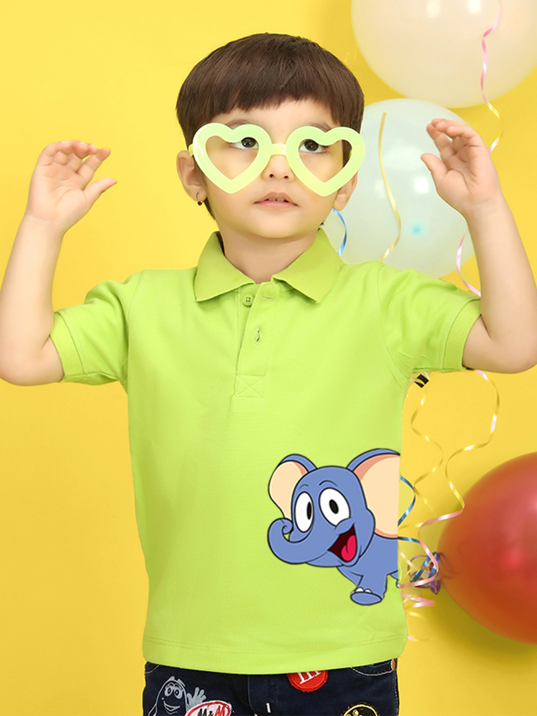 

NUSYL Kids Yellow Typography Printed Polo Collar T-shirt