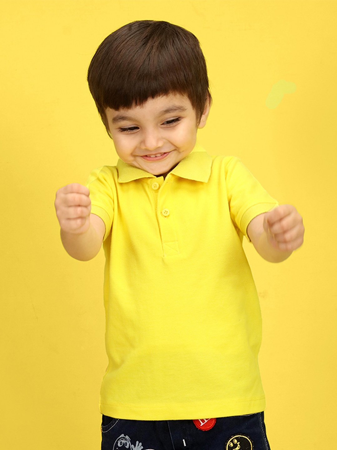 

NUSYL Kids Yellow Printed Polo Collar T-shirt