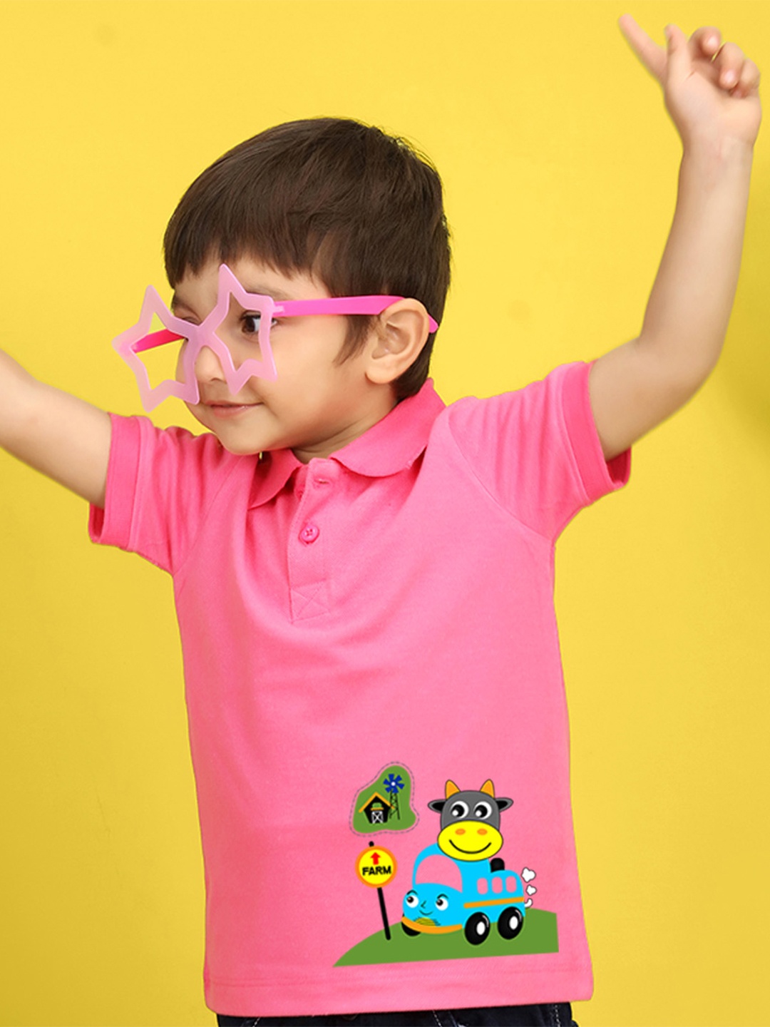 

NUSYL Kids Peach Polo Collar T-shirt