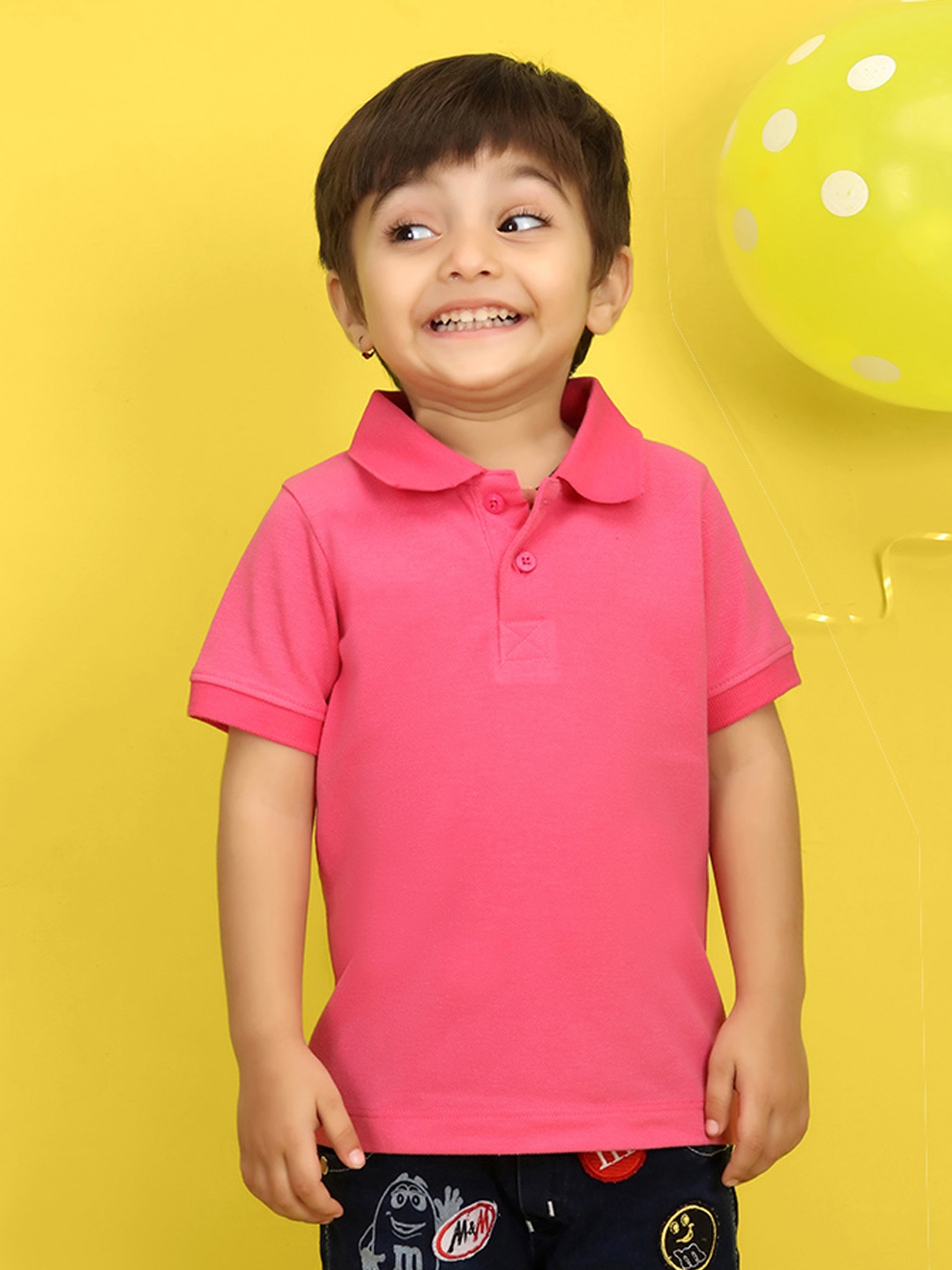 

NUSYL Kids Peach Polo Collar T-shirt
