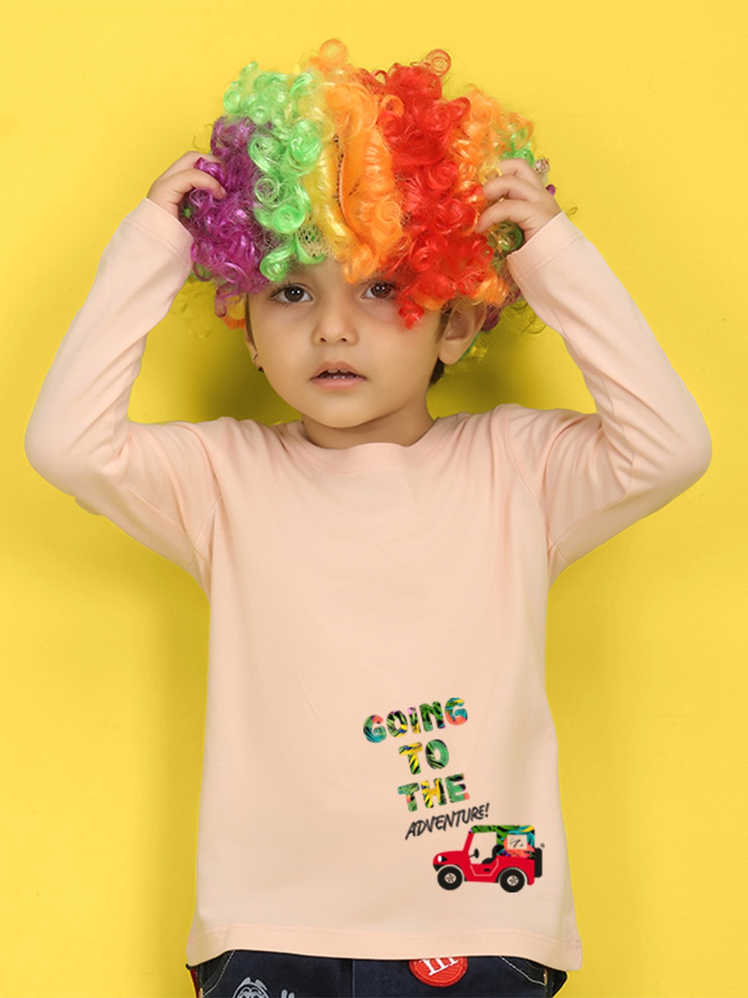 NUSYL Kids Lime Green Typography Printed Polo Collar T-shirt