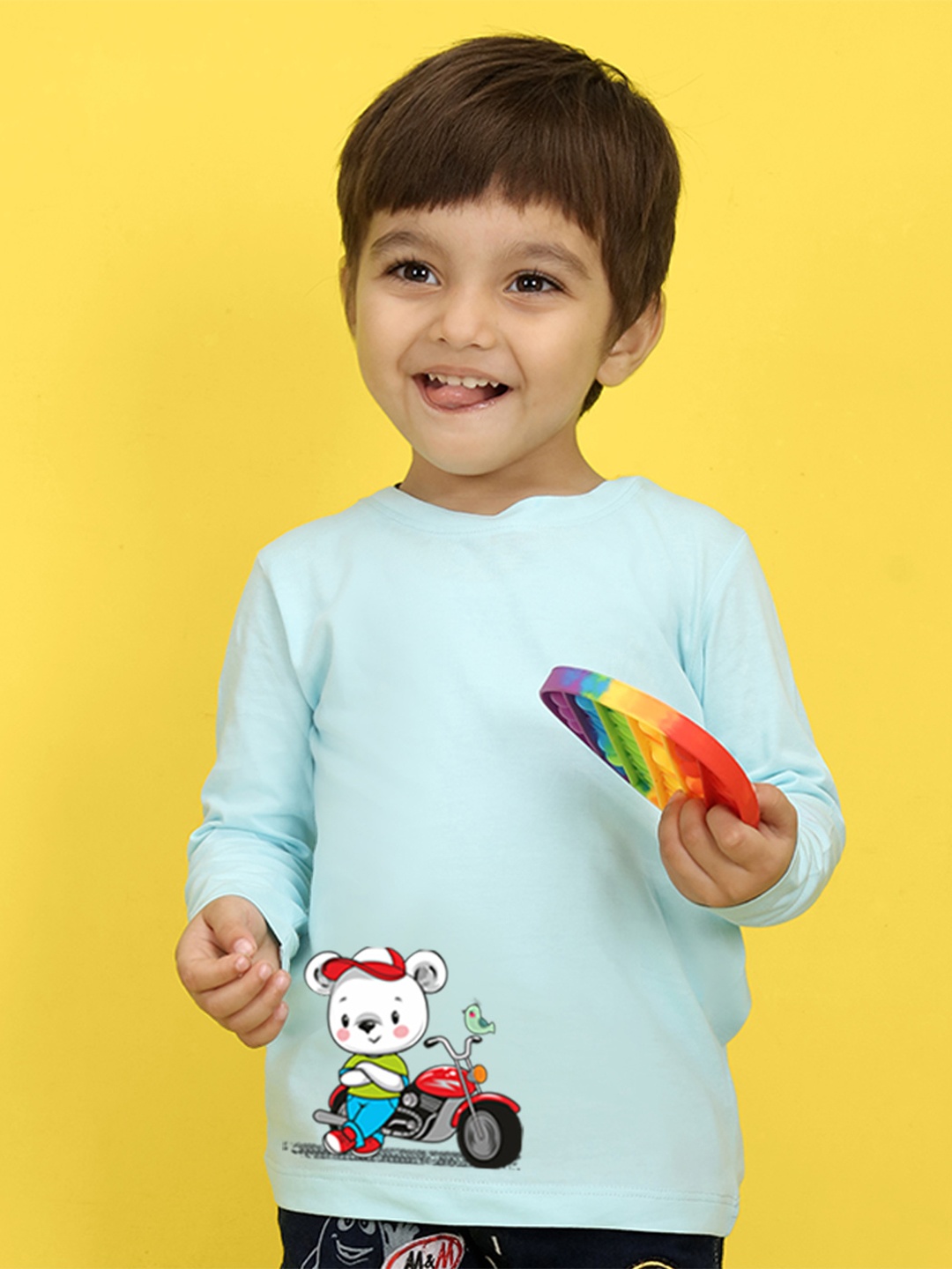 

NUSYL Kids Peach-Coloured Printed Polo Collar T-shirt