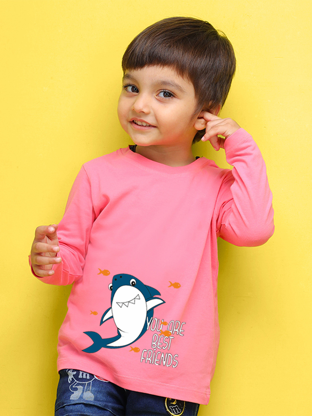 

NUSYL Kids Yellow Printed Polo Collar T-shirt