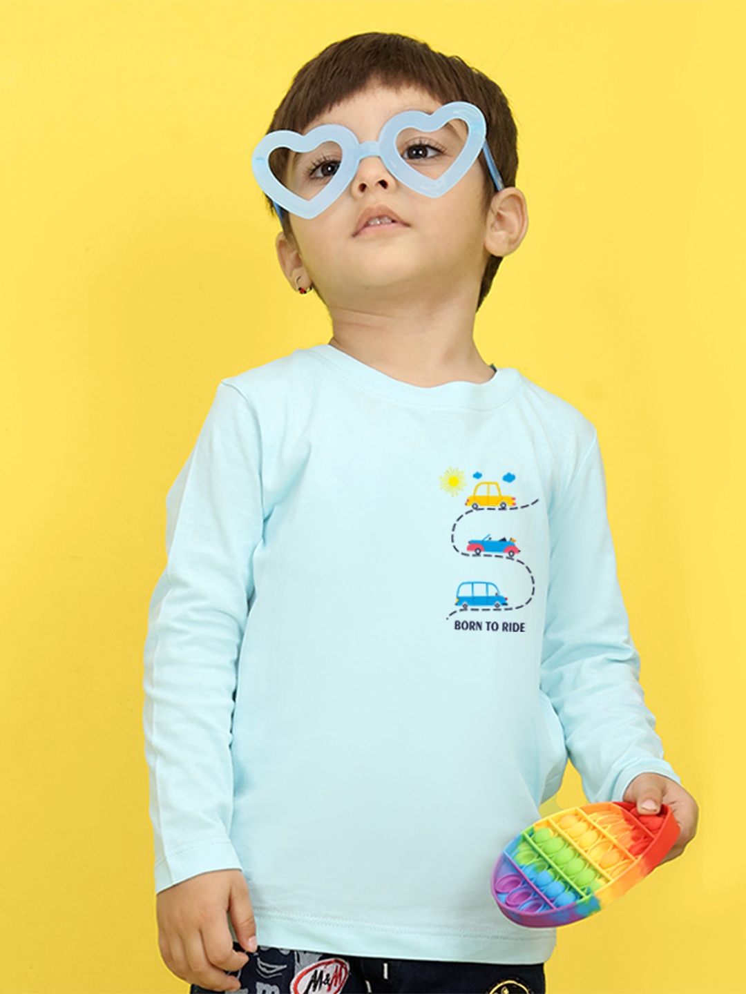

NUSYL Kids Peach-Coloured Printed Polo Collar T-shirt
