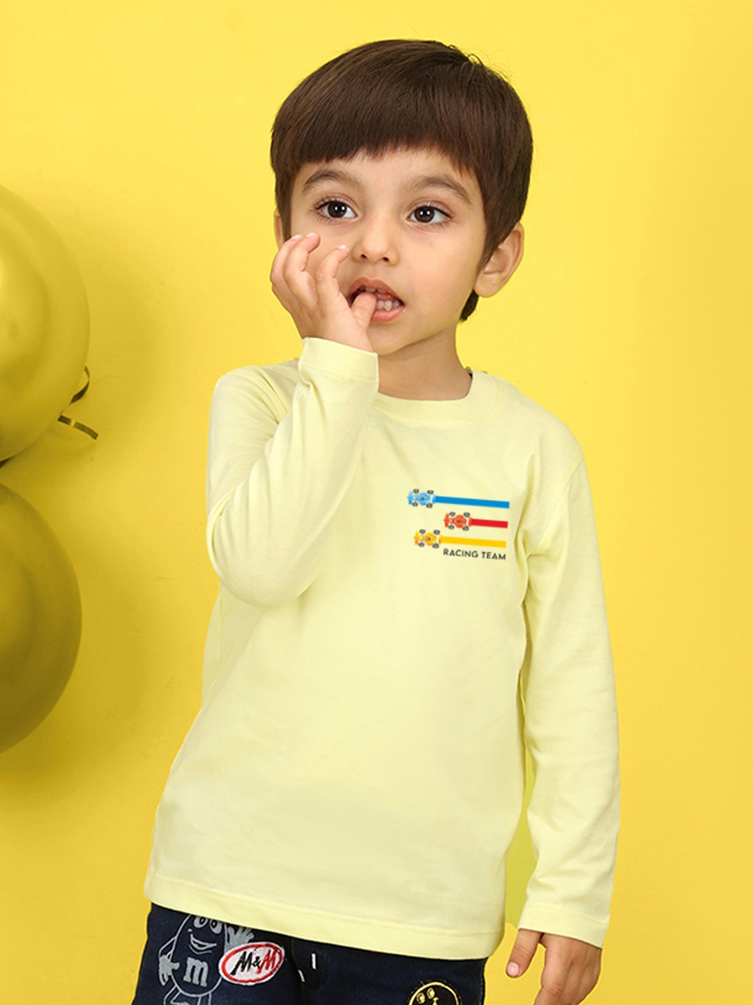 

NUSYL Kids Peach-Coloured Typography Printed Polo Collar T-shirt