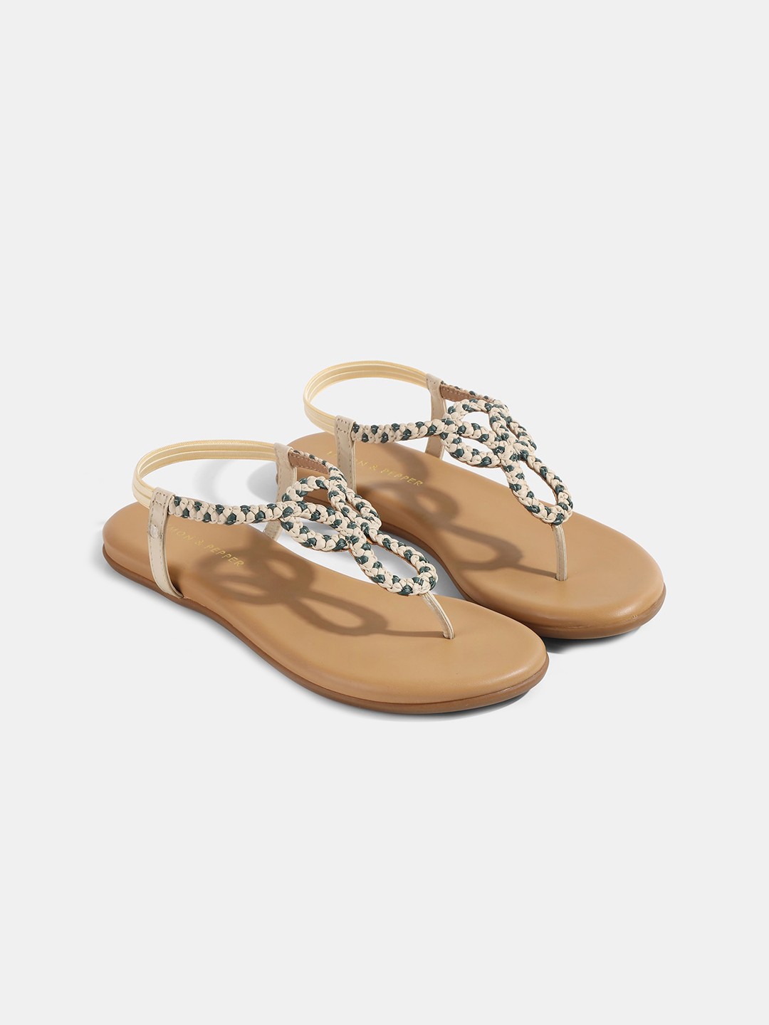 

LEMON & PEPPER Women Beige T-Strap Flats