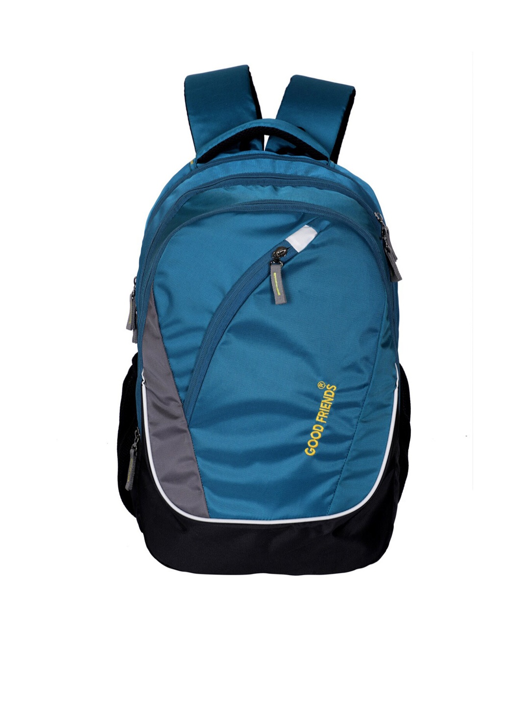 

GOOD FRIENDS Unisex Blue & Black Light Weight Waterproof Embroidered Laptop Backpack
