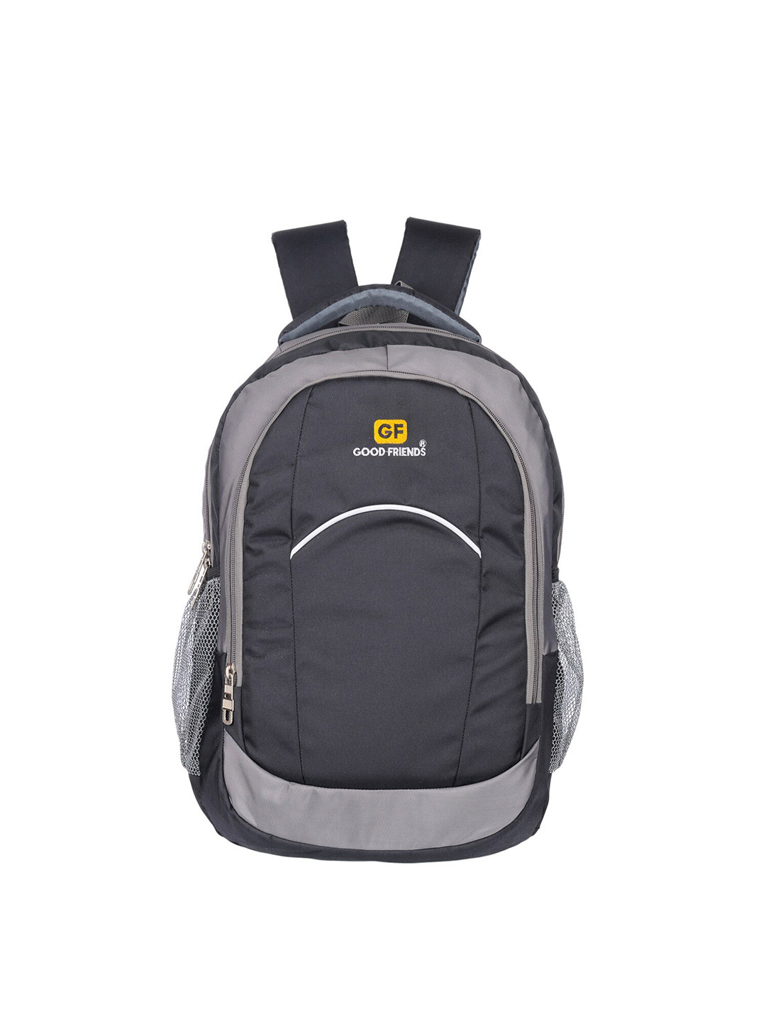 

GOOD FRIENDS Unisex Black Brand Logo Embroidered Light Weight Waterproof Laptop Backpack