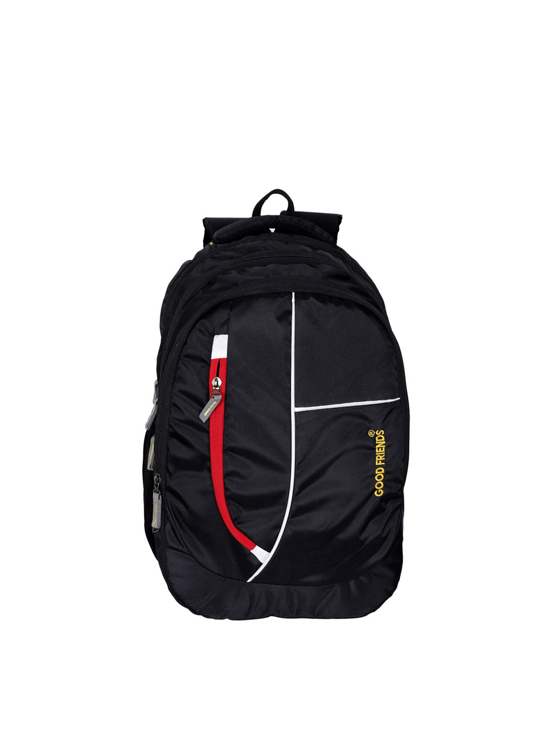 

GOOD FRIENDS Unisex Black Brand Logo Embroidered Light Weight Waterproof Laptop Backpack