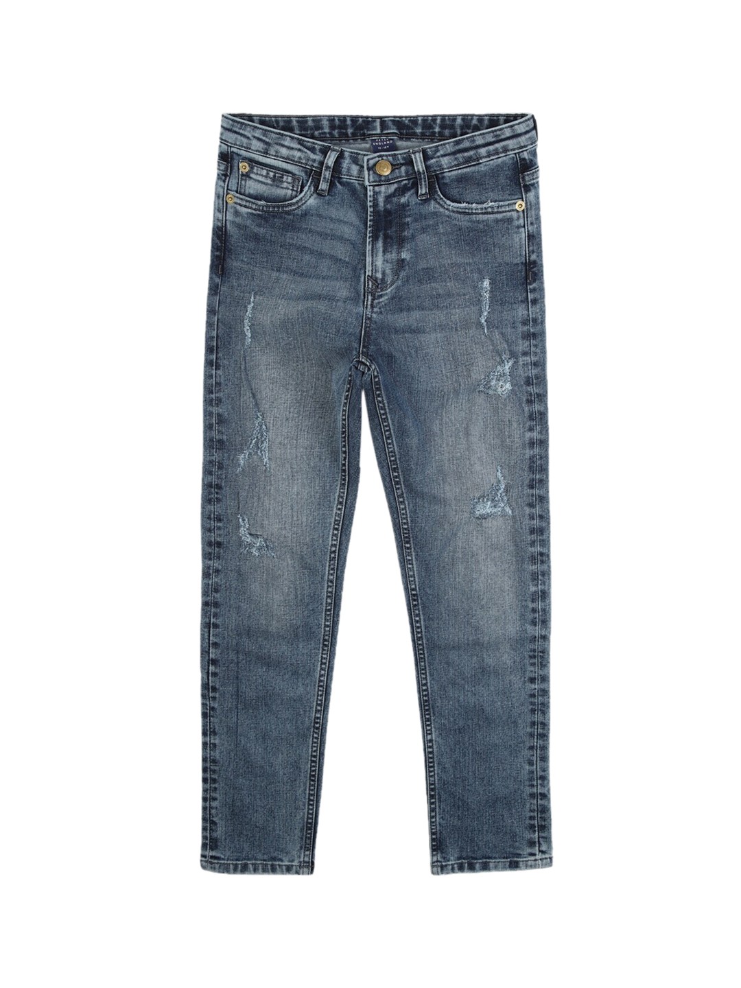

Peter England Boys Blue Skinny Fit Mildly Distressed Heavy Fade Stretchable Jeans
