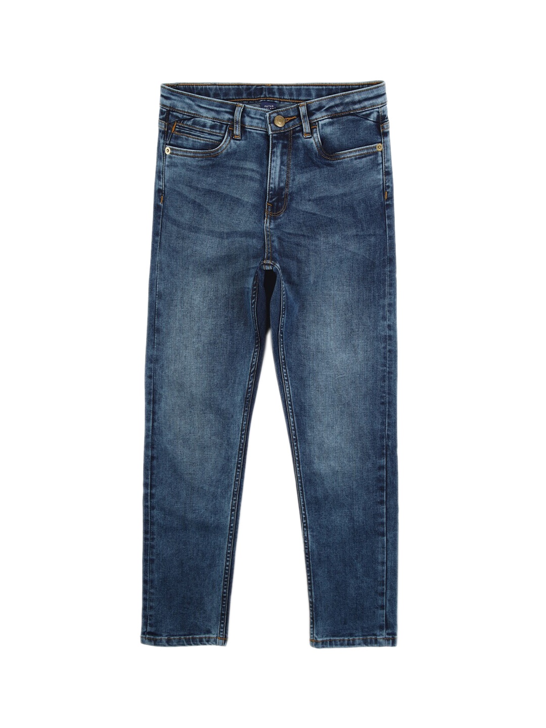 

Peter England Boys Blue Mildly Distressed Light Fade Regular Fit Jeans