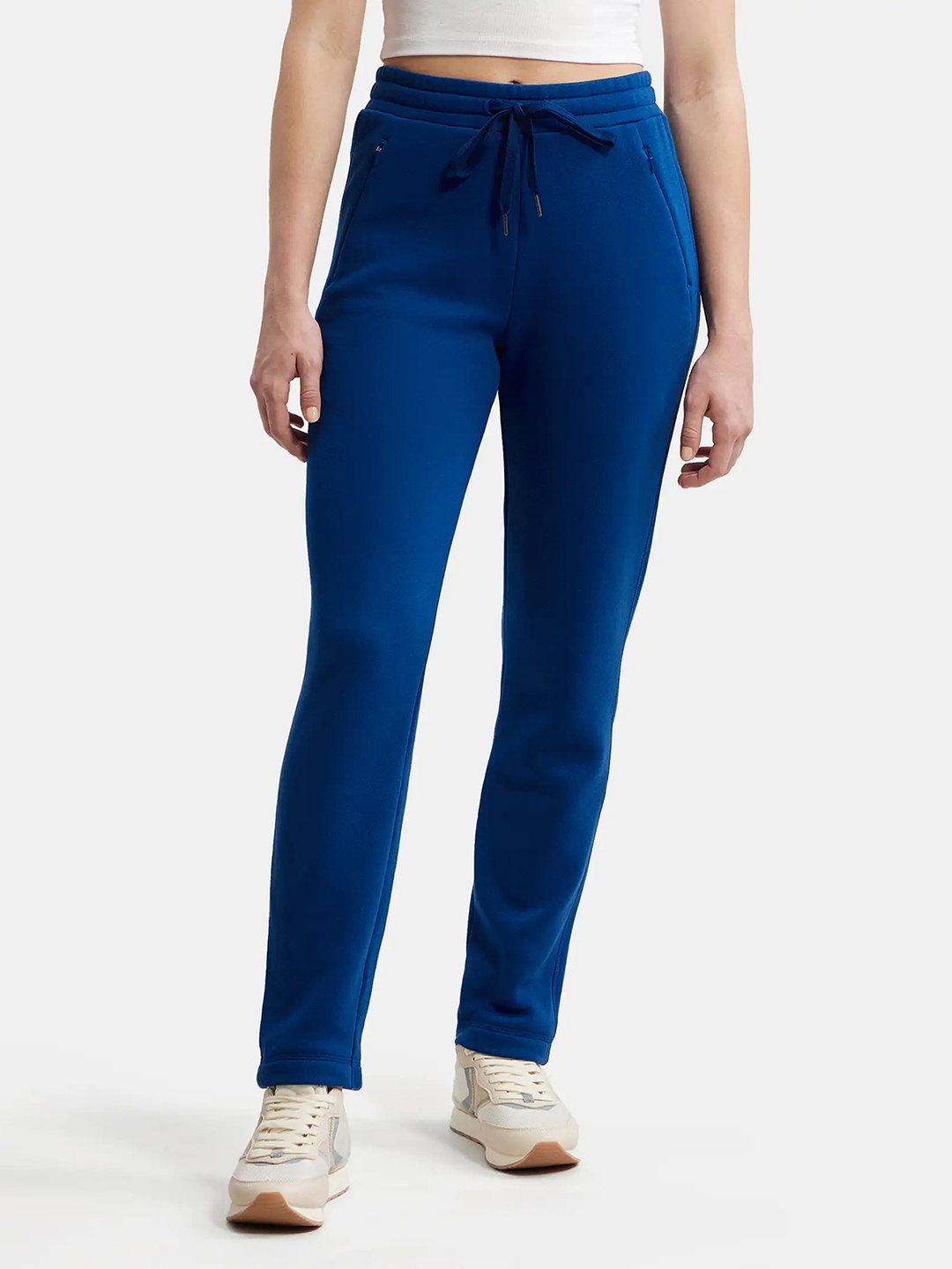 

Jockey Women Super Combed Cotton Relaxed Fit Track Pants with Zipper Pockets, Blue