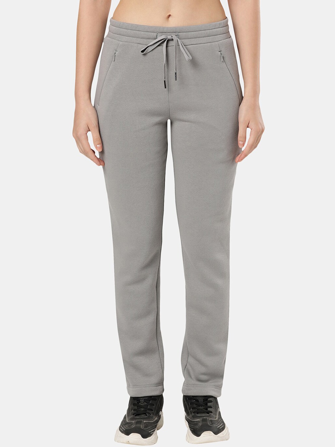 

Jockey Women Grey U110 Solid Cotton Relaxed-Fit Track Pants