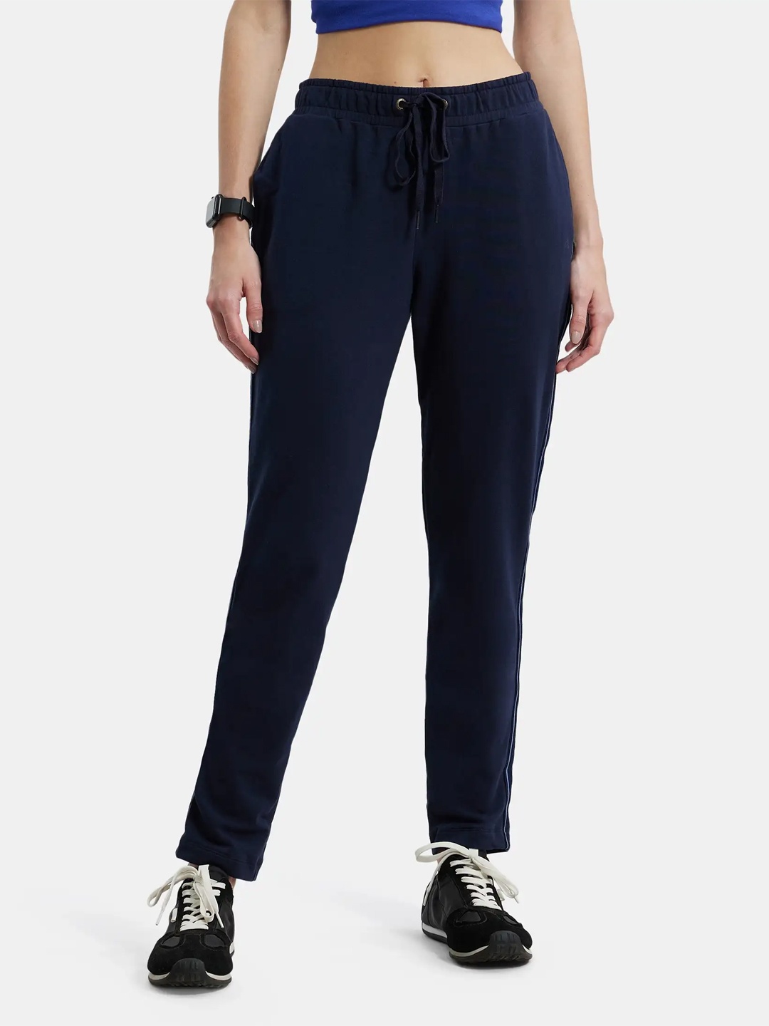 

Jockey Women Super Combed Cotton French Terry Straight Fit Track Pants with Side Pockets, Blue