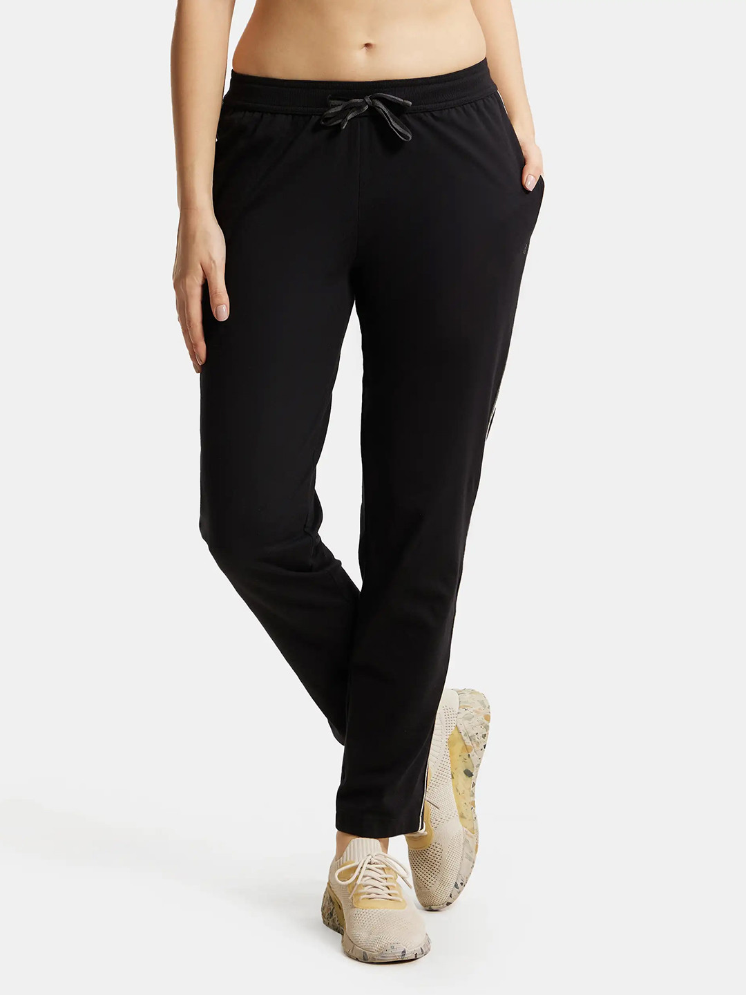 

Jockey Women Black Solid Cotton Trackpant