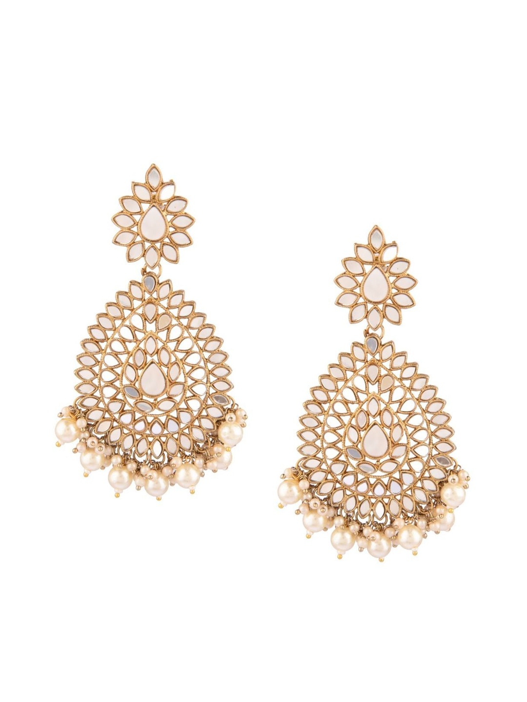 

Efulgenz Gold-Plated & White Contemporary Drop Earrings