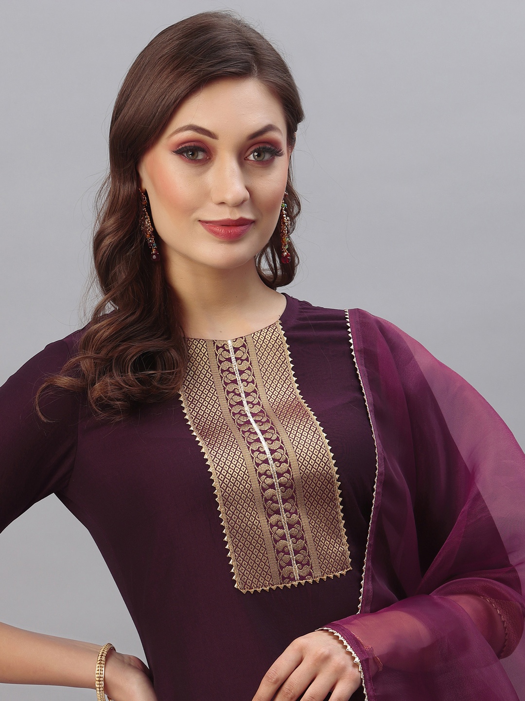 

SKYLEE Women Purple Kurta with Palazzos & With Dupatta