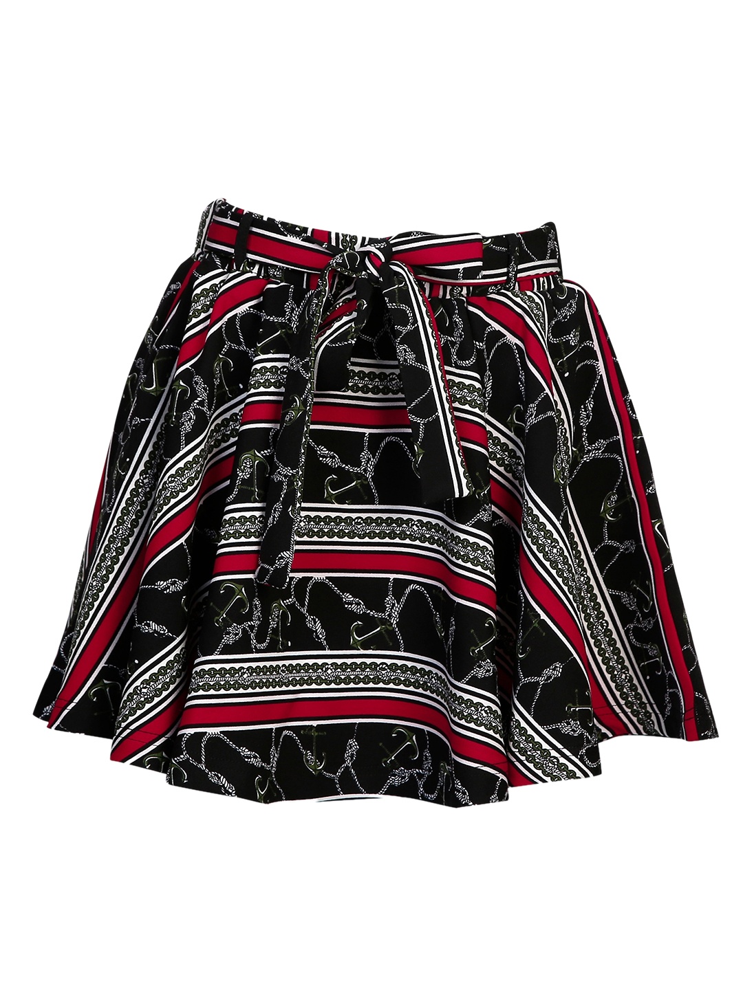 

Hunny Bunny Girls Black & White Printed Flared Mini Skirt