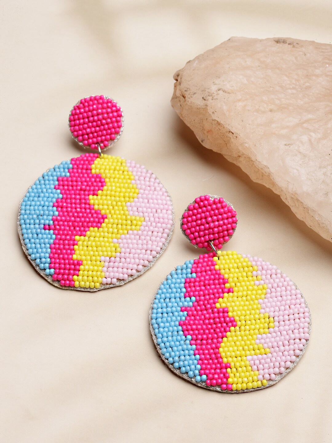 

Anekaant Multicoloured Circular Drop Earrings, Multi
