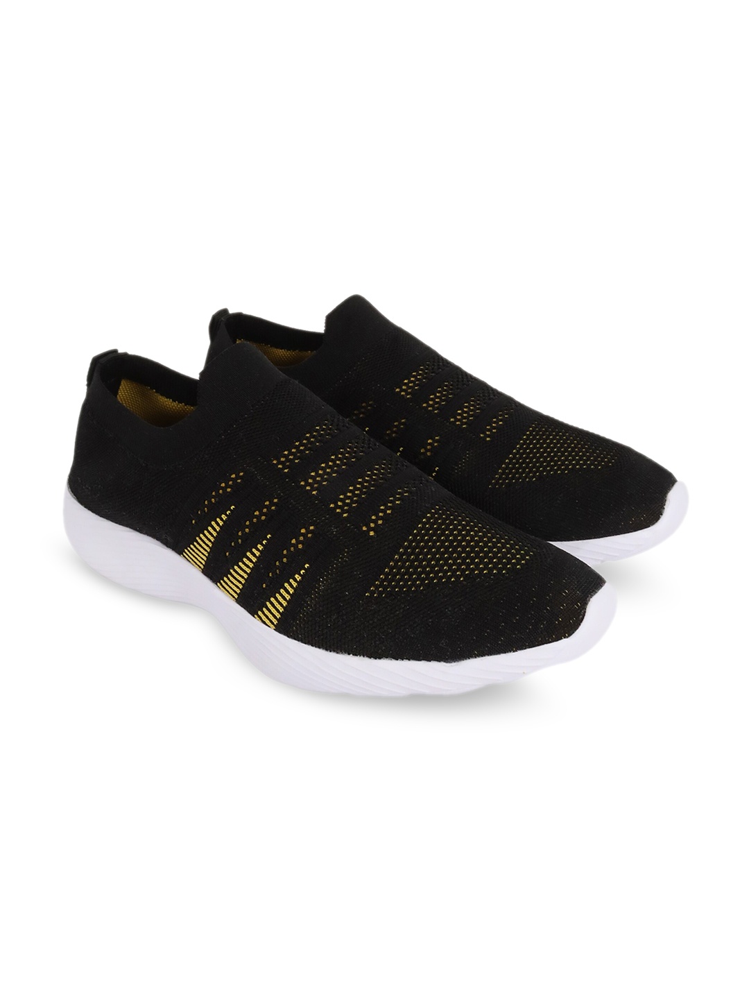 

TPENT Men Black Woven Design Slip-On Sneakers
