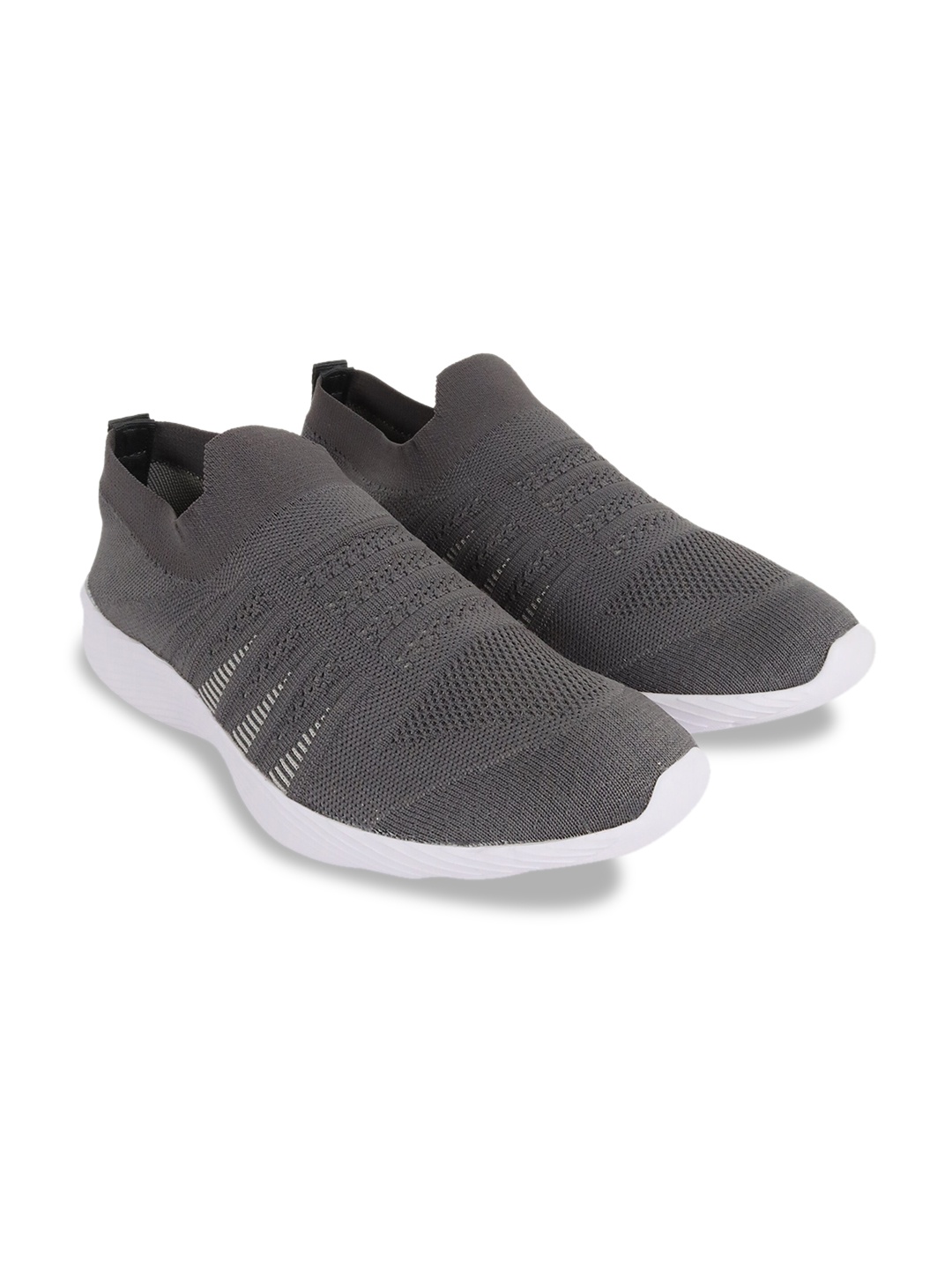 

TPENT Men Grey Woven Design Slip-On Sneakers