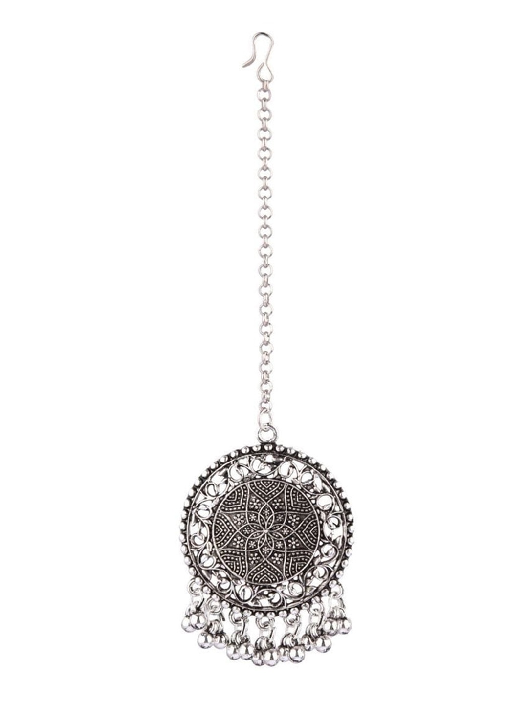 

Efulgenz Silver Oxidized Rhodium-Plated Maang Tikka