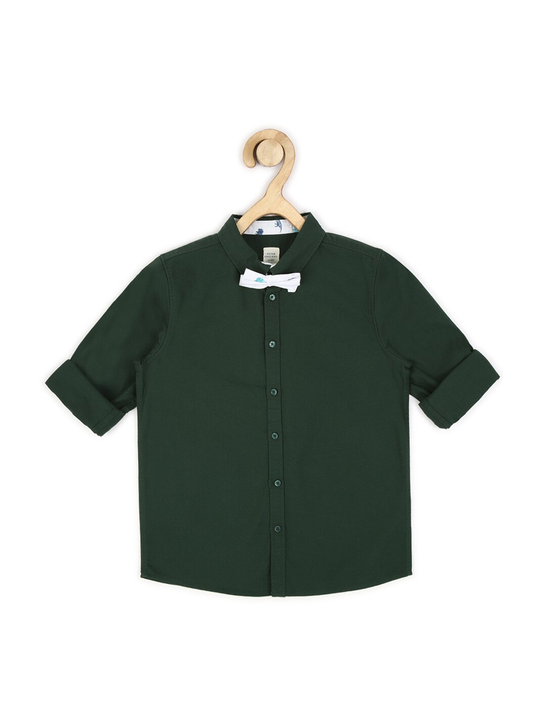 

Peter England Boys Green Casual Pure Cotton Shirt