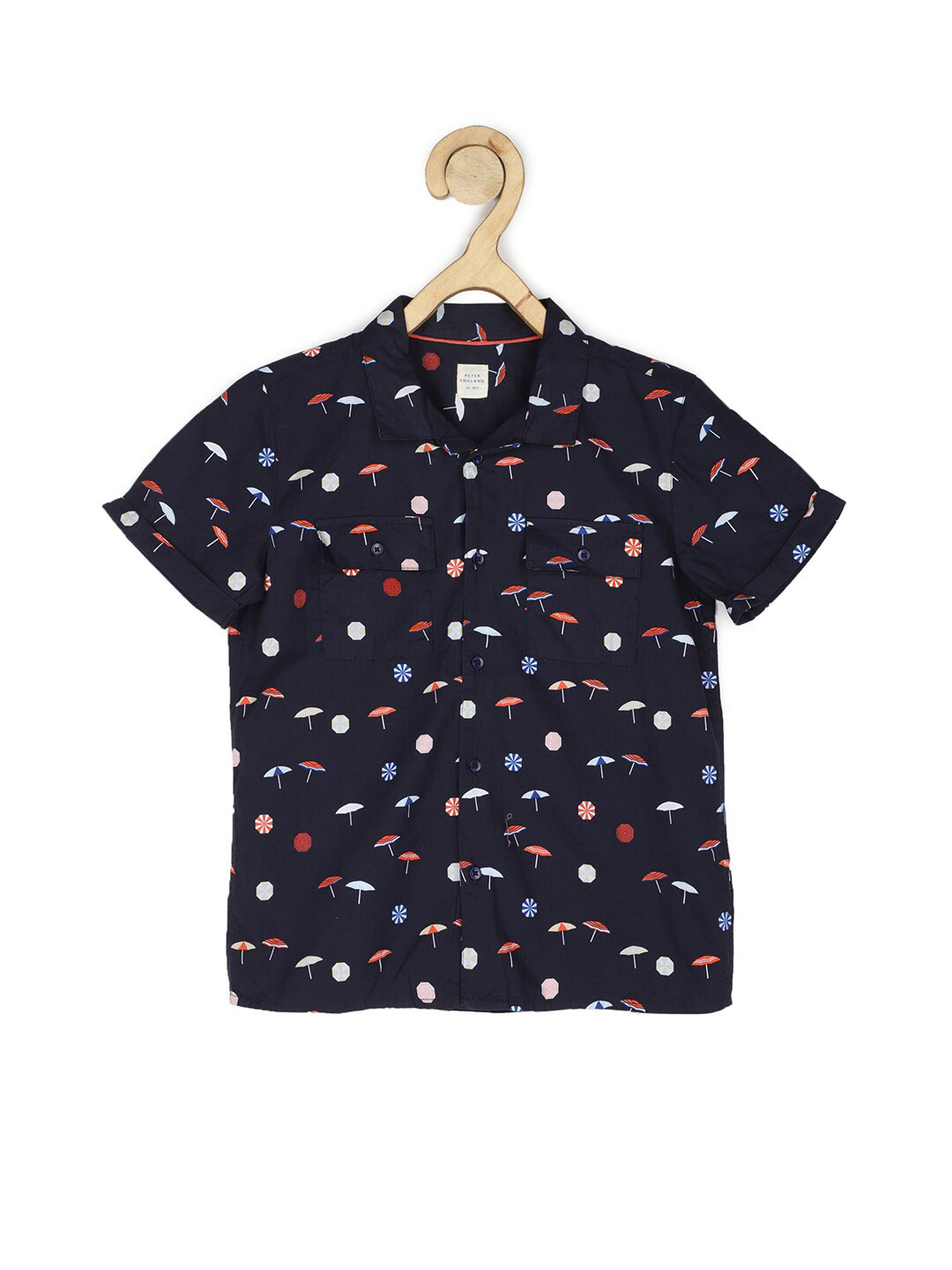 

Peter England Boys Printed Casual Cotton Shirt, Navy blue