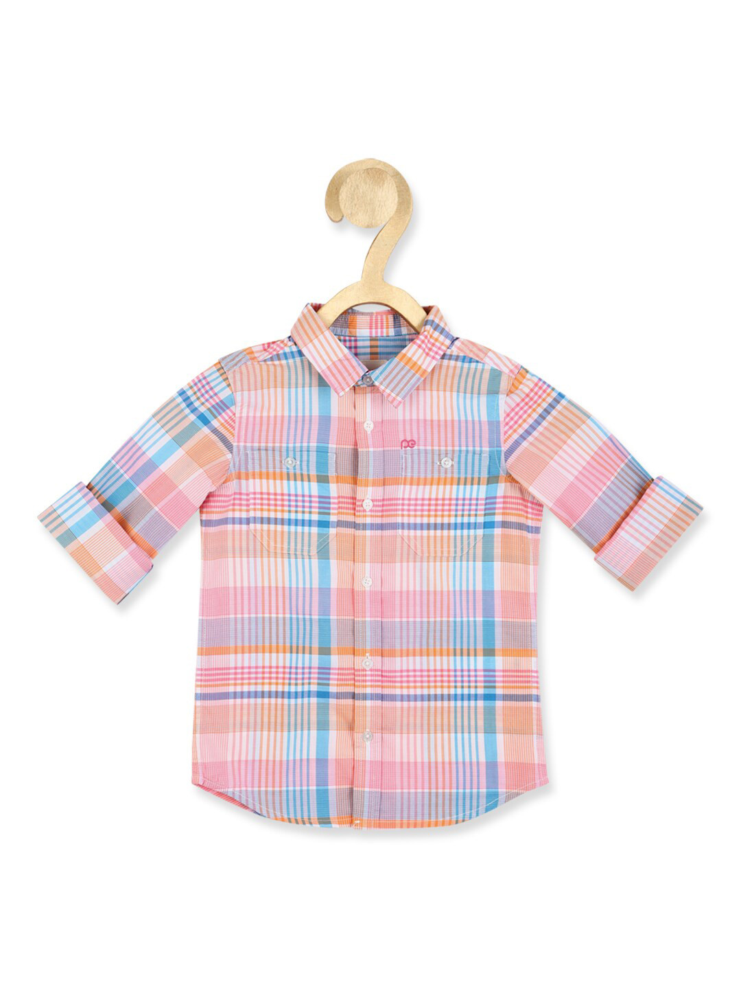 

Peter England Boys Peach Slim Fit Checked Casual Shirt