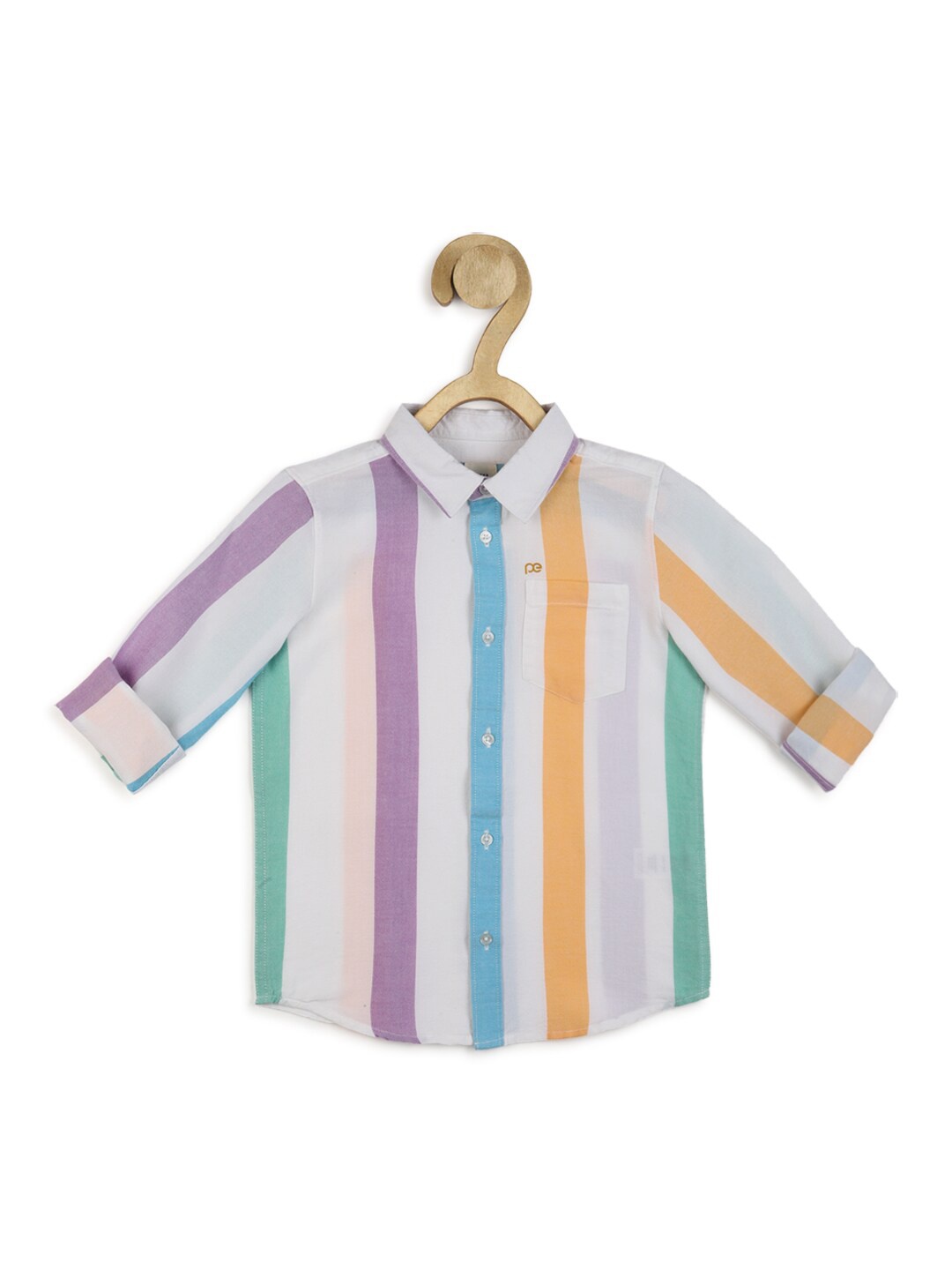 

Peter England Boys White Multi Stripes Striped Casual Cotton Shirt