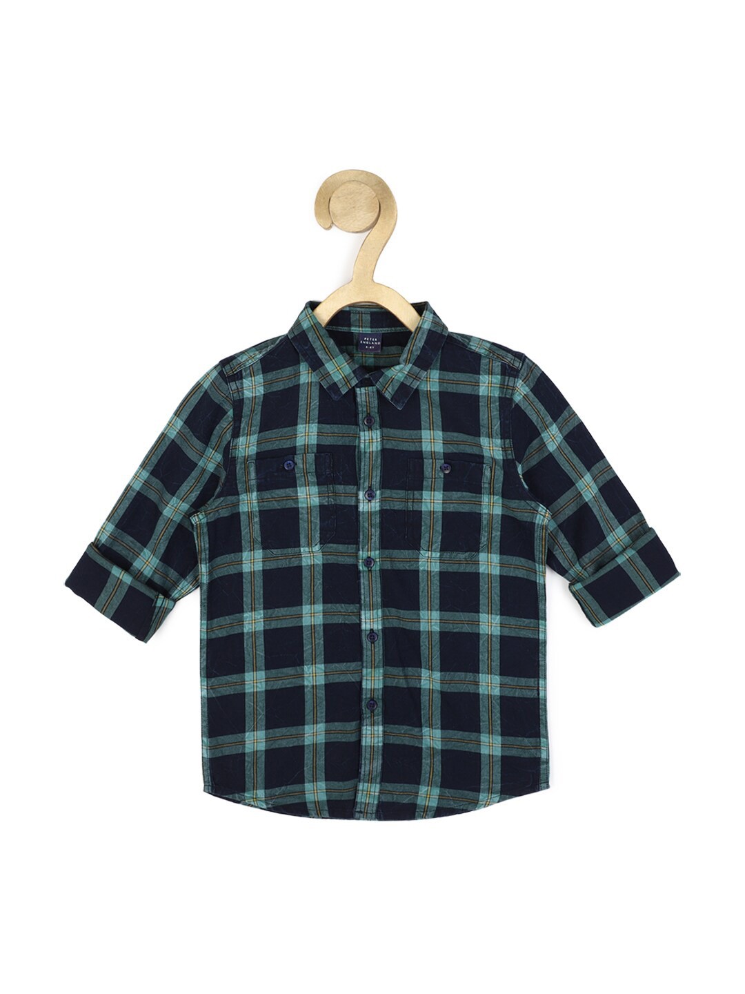 

Peter England Boys Black Slim Fit Checked Casual Cotton Shirt
