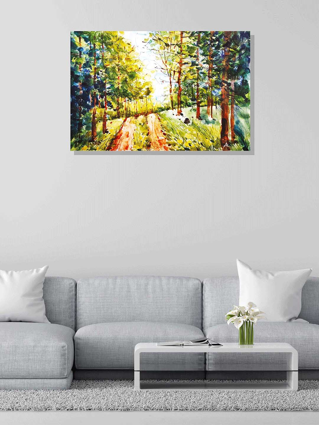 

RANGOLI Green & Brown Painted Forest Landscape Wall Art