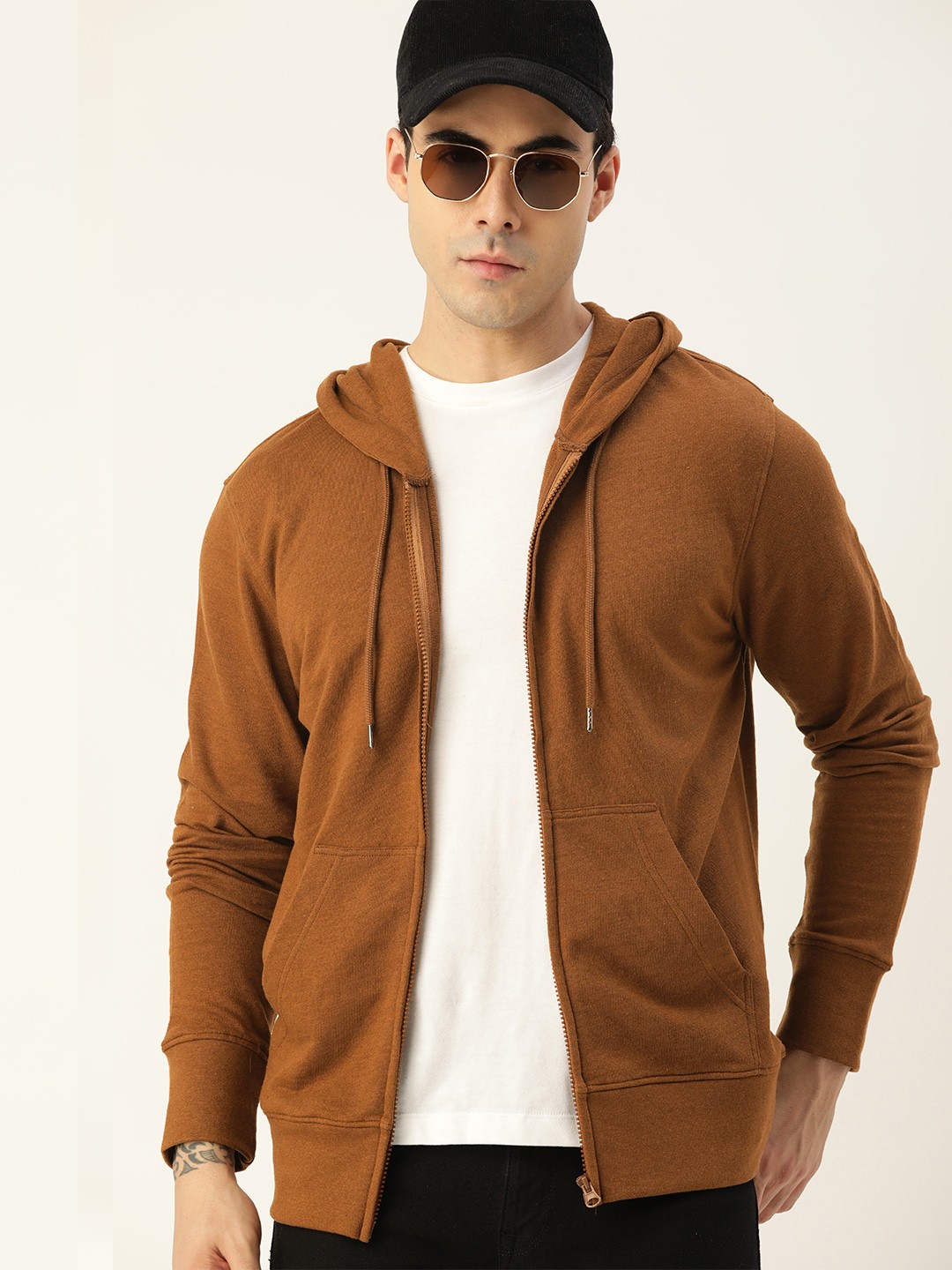 

Kook N Keech Men Brown Solid Hooded Sweatshirt