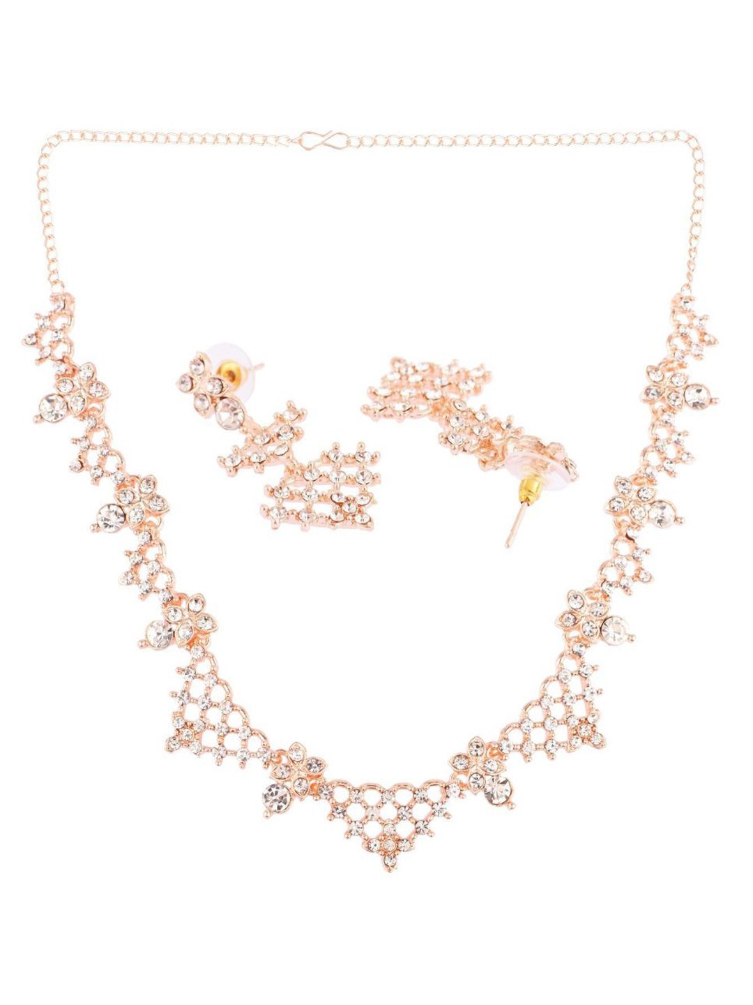 

Efulgenz Rose White Gold Plated Rhinestone-studded Jewellery Set, Rose gold