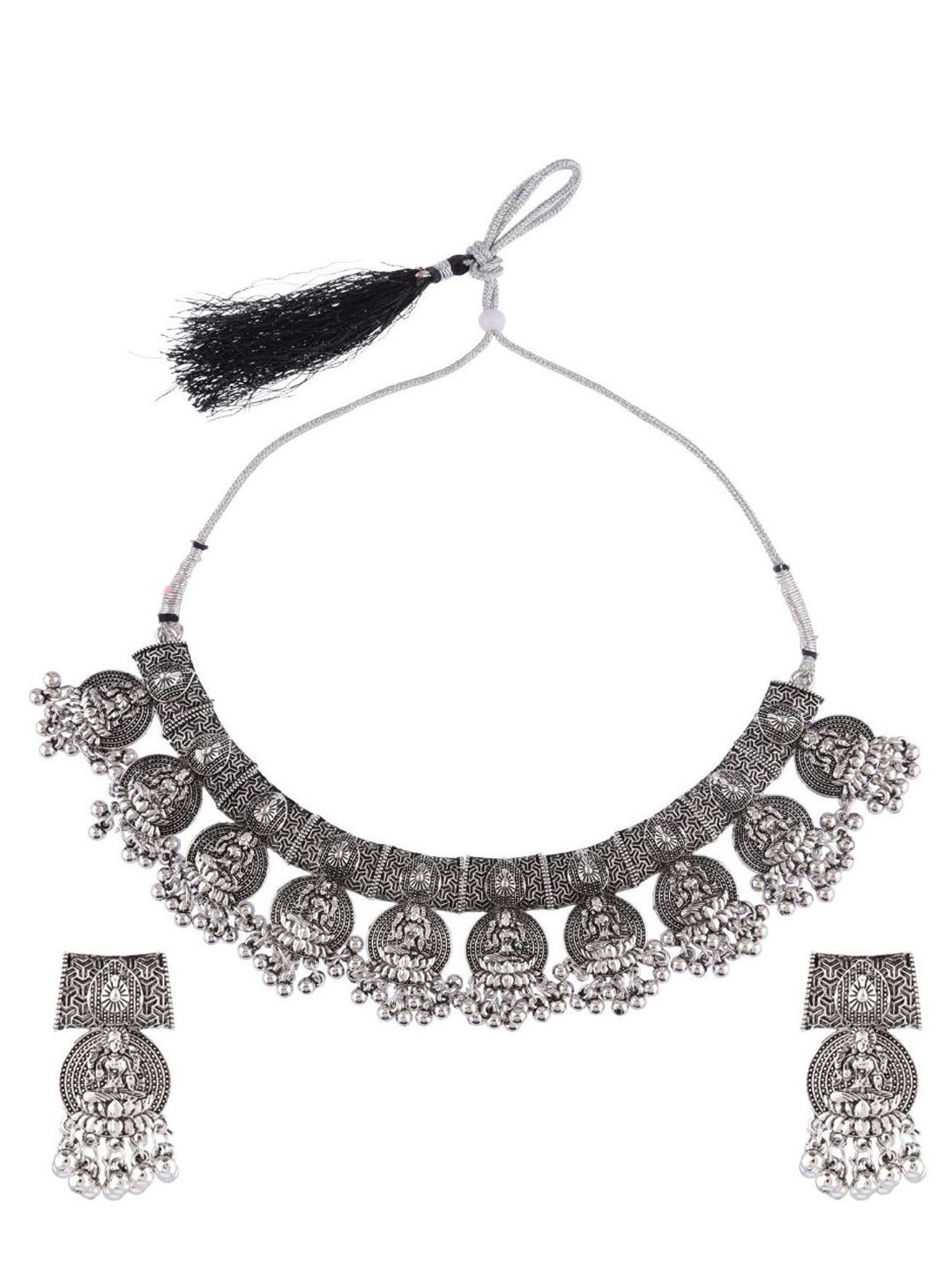 

Efulgenz Women Oxidized Rhodium-Plated & Silver-Toned Beaded Jewellery Set