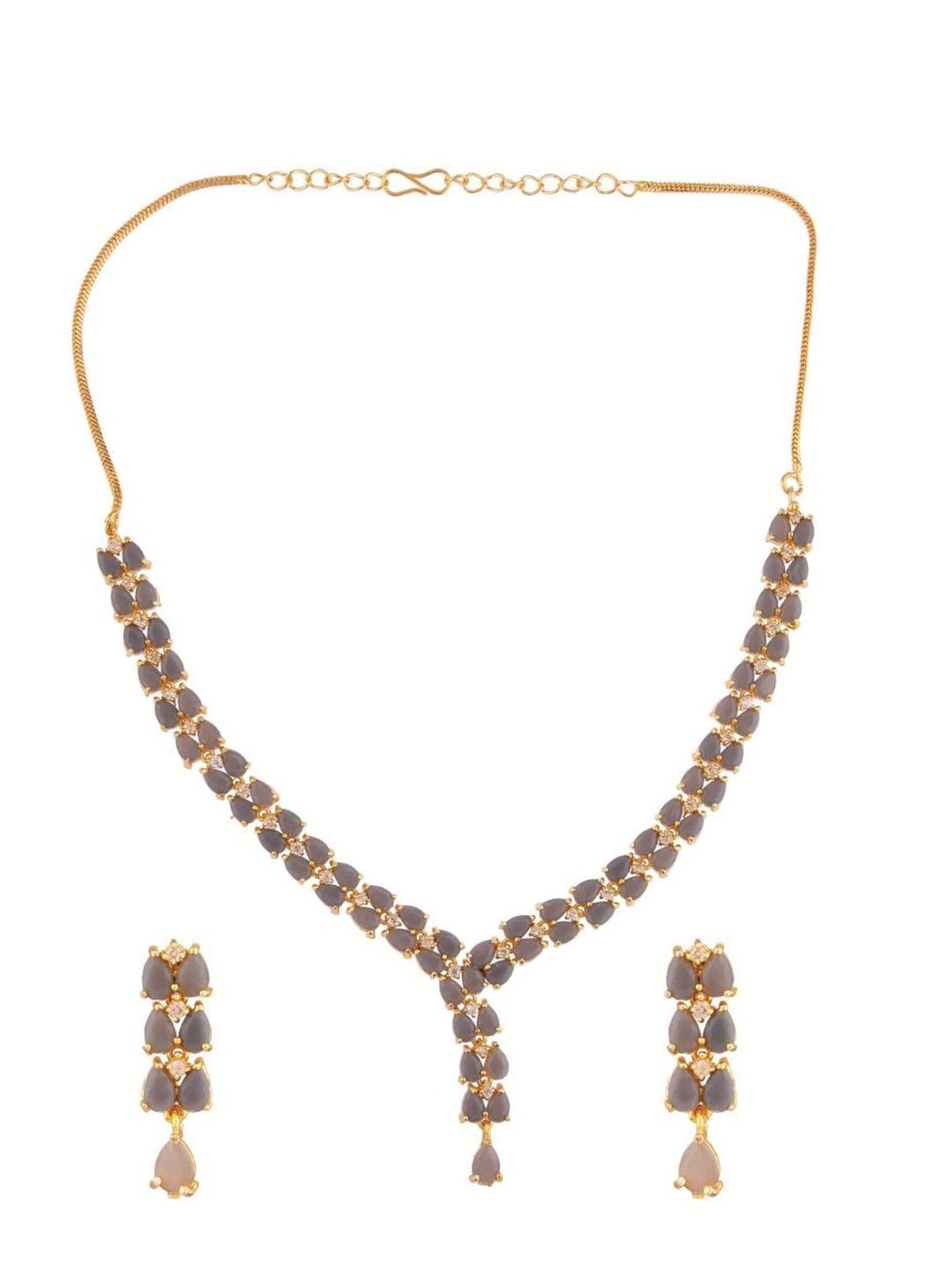 

Efulgenz Grey Gold-Plated Crystal Studded Jewellery Set