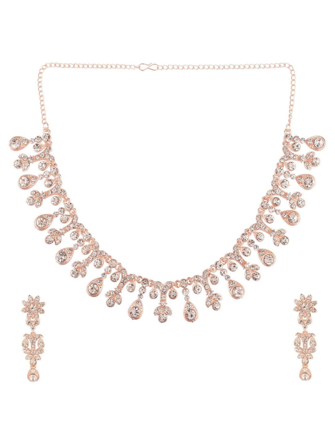 

Efulgenz Rose Gold-Toned & White Gold-Plated Crystal-Studded Jewellery Set